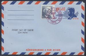 United States aerogramme UC38 uprated FDC 1967