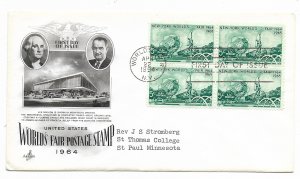 US 1244 (Me-5) 5c New York World's Fair blk 4 on FDC Artcraft Cachet ECV $9.00