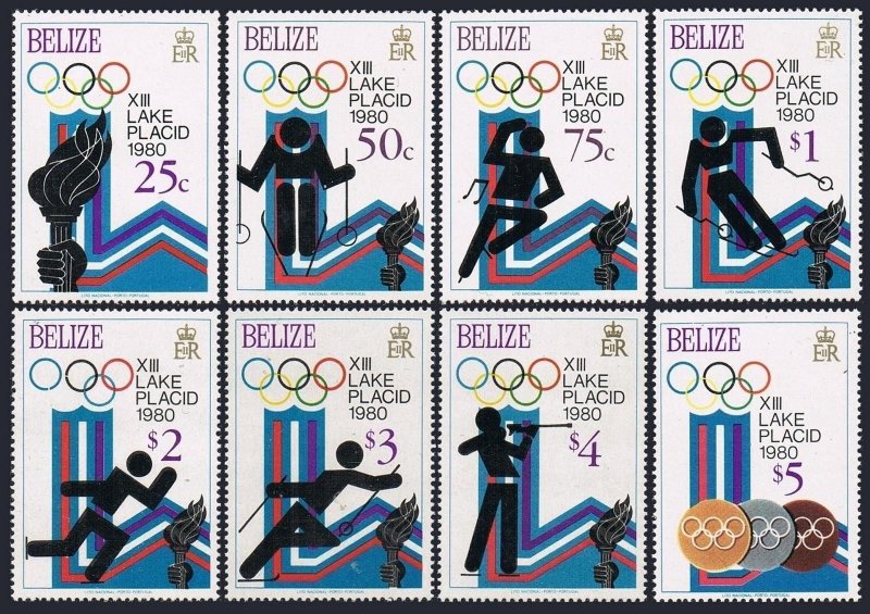 Belize 461-468 A,B,469-470, MNH. Olympics Lake Placid-1980. Torch,Slalom skiing,