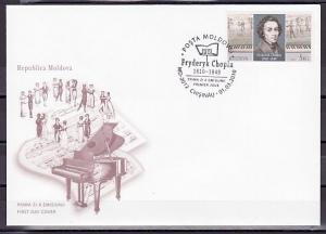 Moldova, Scott cat. 664. Composer F. Chopin issue on a First day cover