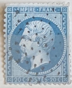 France Napoleon III 20c Blue 1862 Used Condition