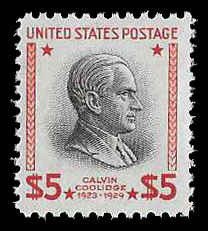 PCBstamps   US # 834 $5 Calvin Coolidge, MNH, (4)