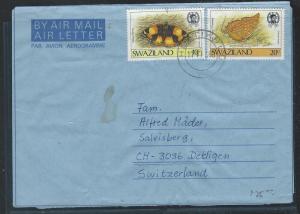 SWAZILAND (P2209B) 1988 FORMULA AEROGRAMME BUTTERFLY 10C+20C TO SWITZERLAND