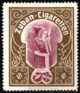 Vintage Germany Poster Stamp Zuban Cigarettes Unused