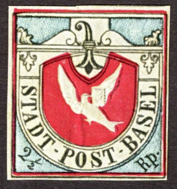 1845, Switzerland, Basel Dove 2 1/2c, MNH, Sc 3L1, Modern Reprint