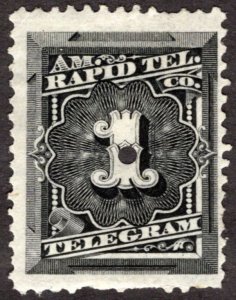 1881, US 1c, American Rapid Telegraph Co., MH punched, Sc 1T1