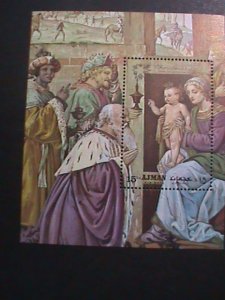 AJMAN-VIRGIN AND THE CHILD-CHRISTMAS PAINTING- MNH S/S-VERY FINE