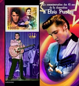 DJIBUTI - 2022 -  Elvis, 45th Death Anniv - Perf Souv Sheet - Mint Never Hinged