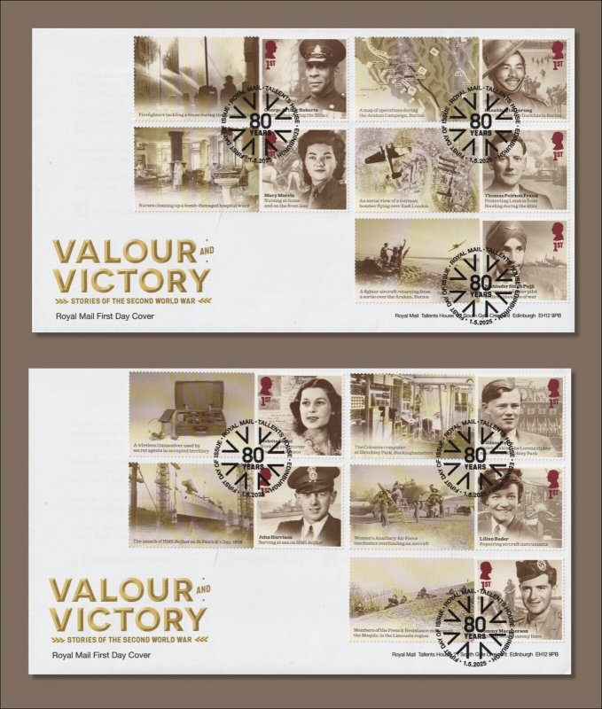 GB 2025 - Valour & Victory Collector / Smilers  Sheet FDC's (2) - GS173/LS171