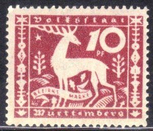 WURTTEMBERG, GERMANY SCOTT# O53 MNH 10pf 1920