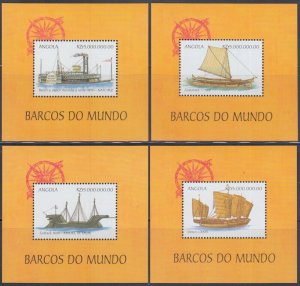 ANGOLA Sc#1091-4 CPL SET of 4  MNH SOUVENIR SHEETS of ANCIENT SHIPS