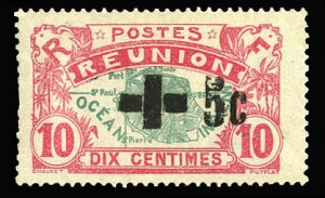 French Colonies, Reunion #B1 Cat$160, 1915 10c+5c, hinge remnant, short perfs...