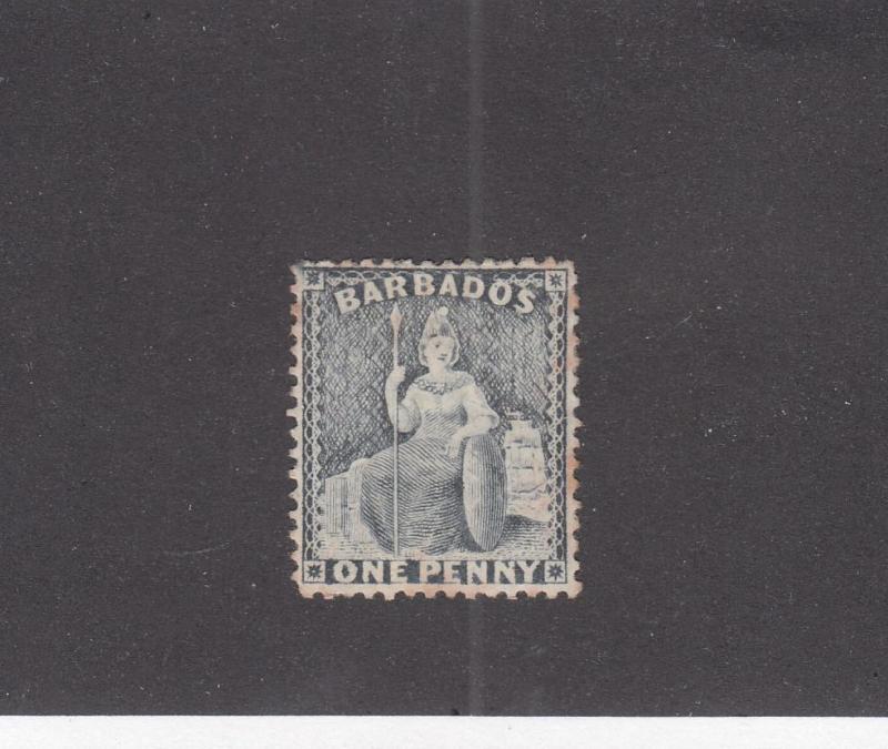 BARBADOS # 51b VF-MLH 1p BRITANNIA CAT VALUE $150