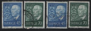 SWEDEN, 765-768, SET(3), USED, 1967, KING GUSTAV VI ADOLF