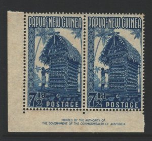 Papua New Guinea Sc#129 MNH - corner Imprint pair - toning reverse