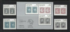 CANADA SCOTT #753-756A  CAPEX '78 SET/SOUVENIR SHEET- MINT NEVER HINGED