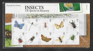 SE)2008 GREAT BRITAIN FAUNA SERIES, UK SPECIES IN RECOVERY, INSECTS, 10 MNH