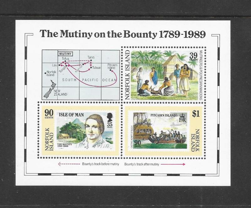 NORFOLK ISLAND - #456-MUTINY ON THE BOUNTY S/S  MNH