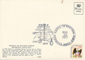 US #1596 Lindbergh Flight 50 Years - Pictoral Cancel - SOPEX Andover MA 1977
