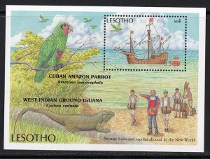 Thematic stamps LESOTHO 1987 DISC OF AMERICA SHIP/BIRD MS785 mint