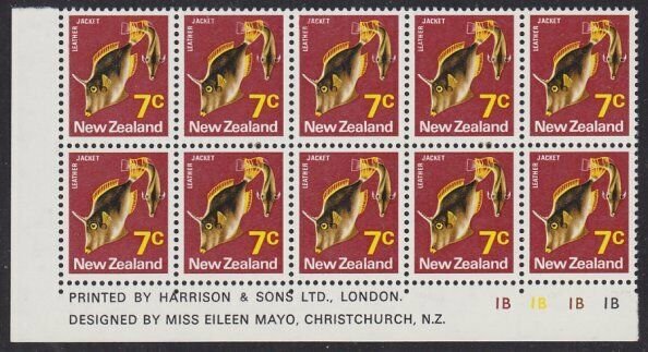 NEW ZEALAND 1970 7c wmkd Fish plate blck 1B MNH.............................1667