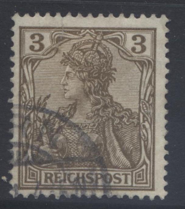 GERMANY. -Scott 53 - Definitives -1900 -Used - Brown -Single 3pf Stamp3