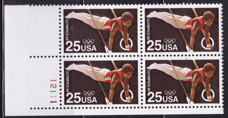 United States 1988 Summer Olympics, Seoul Korea Plate Number Block (4) VF/NH