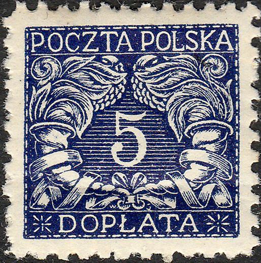 POLAND / POLEN - 1919 Postage Due Mi.P15 5h blue - MH*