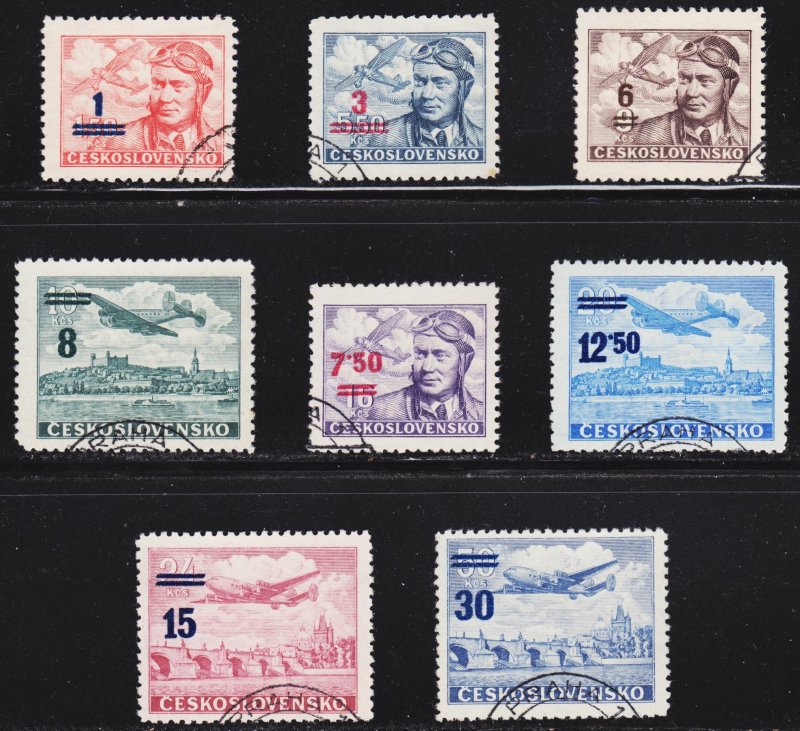 Czechoslovakia Scott C28-35 complete set F to VF used.