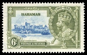 Bahamas 1935 KGV Silver Jubilee 6d DOT TO LEFT OF CHAPEL mnh. SG 143g.