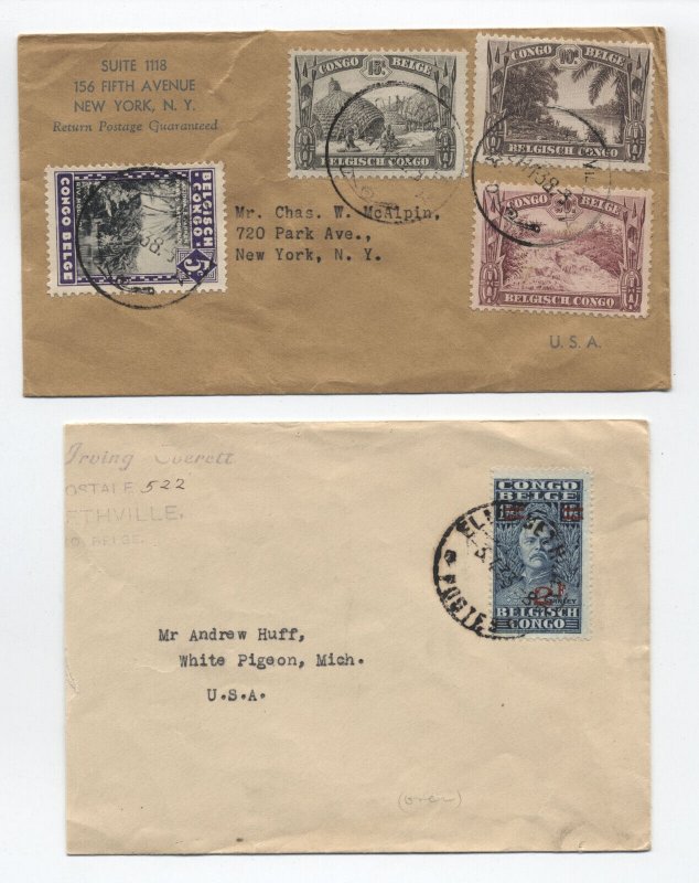 2 1930s Belgian Congo covers to USA [y9031]