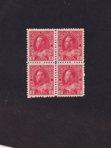 Canada, Scott 106 Block of Four, MLHR (top 2), MNH (bottom 2), VF
