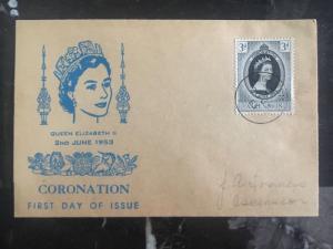 1953 Ascension First Day Cover QE II Queen Elizabeth coronation FDC