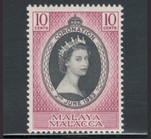 Malaya States - Malacca  1953 Queen Elizabeth II Coronation Scott # 27 MH