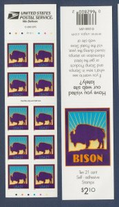 USA - Sc 3484Ag - Plate P11111, perf 10.5x11.25 at Right - 21 cent Bison