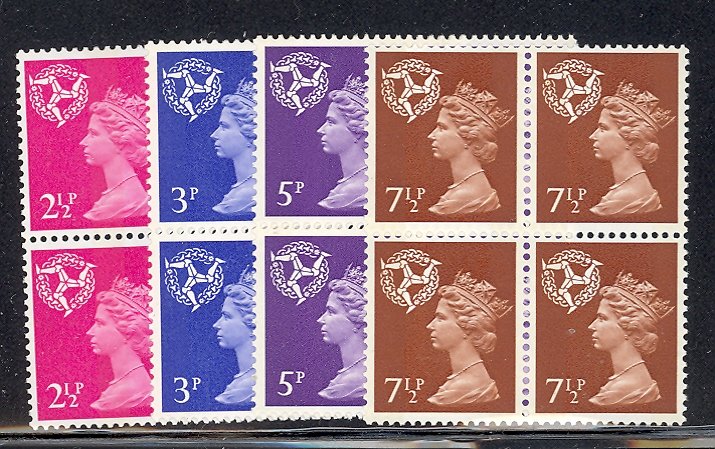 Isle of Man  #8-11 blocks, Post. Due 1972, 73 VF NH  - Lakeshore Philatelics