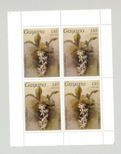 Guyana #1729 Orchids Albino o/p Error Surcharge & Postage Inscription M/S of 4