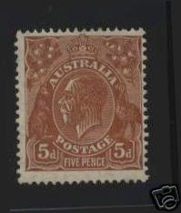 Australia SC# 120 1931-36 King George V 5p MLH