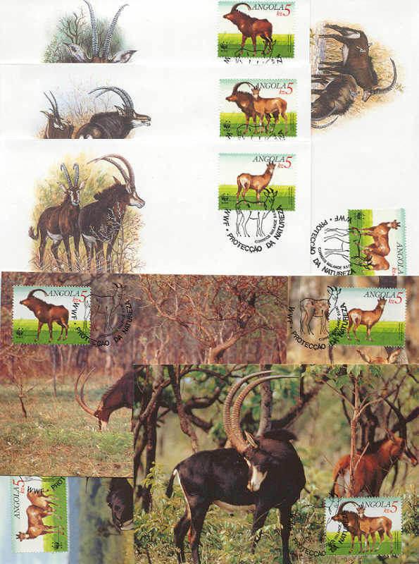 Angola 8 FDC/cards WWF 1990