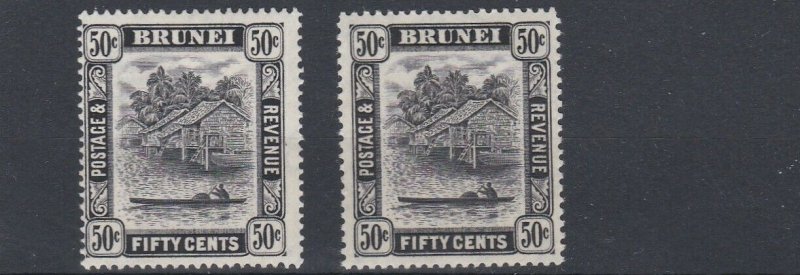 BRUNEI  1947 - 51  S G  89 - 89A   2X 50C  VALUES     MH   