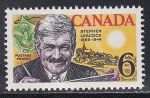 Canada # 504, Stephen Leacock - Humorist, Mint LH