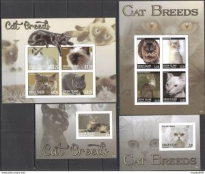 Ss0949 Imperforate 2013 Union Island Fauna Pets Cats Cat Breeds 2Bl+2Kb Mnh