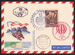 Austria -1955 Philatelic Cover - Rottenmann Children's Village - Wine - Balloon