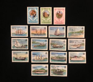 Grenada O1 to O17 complete set of 17, MNH