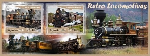 Stamps.Transport. Trains. Locomotives 2022 year 1+1 sheets perf Uganda