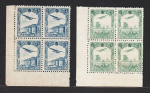 Manchukuo 1937 Beautiful Airmail Stamp (2v Cpt, Cnr B/4) MNG