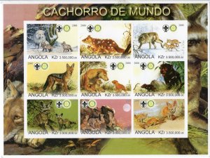 Angola 2000 WILD DOGS OF THE WORLD-ROTARY-SCOUTS Sheetlet IMPERFORATED  (9) MNH