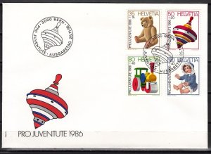 Switzerland, Scott cat. B527-B530. Children`s Toys. First day cover. ^