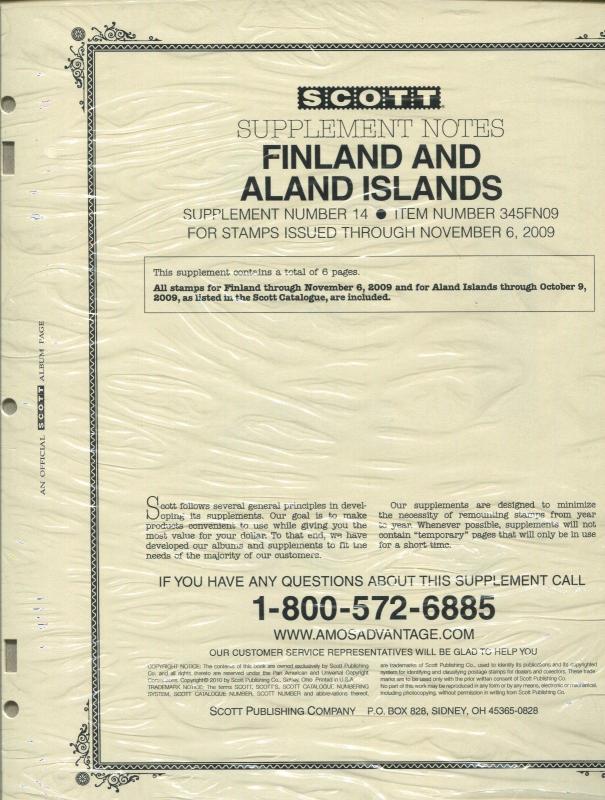 Scott Postage Stamp Album Supplement 2009-2013 Finland & Aland Islands #14-17