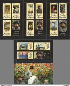 2011 Central Africa Art Paintigns Claude Monet 1840-1926 Bl+4Kb ** Ca1050